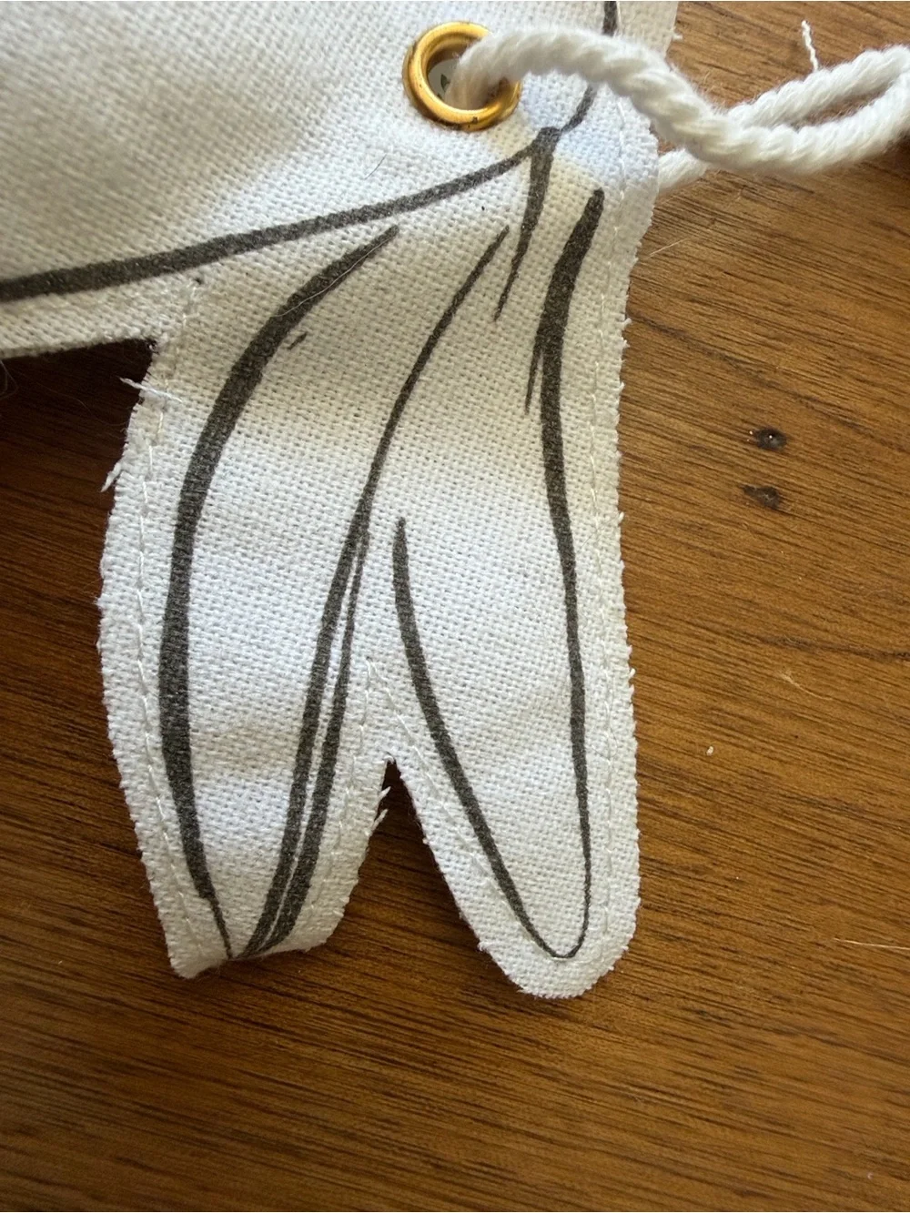White Fabric Bunny Sachet - Neutral Decorative Accent canvas hanger
